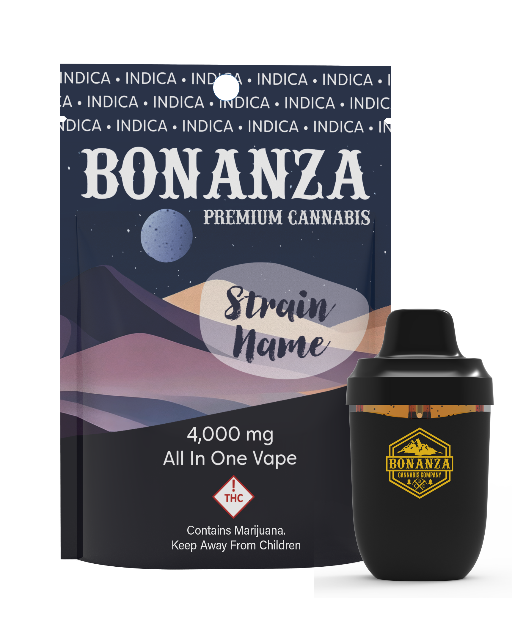 Photograph of product: Bonanza | Disposable 4G Cart (I) Granddaddy Purp 4G