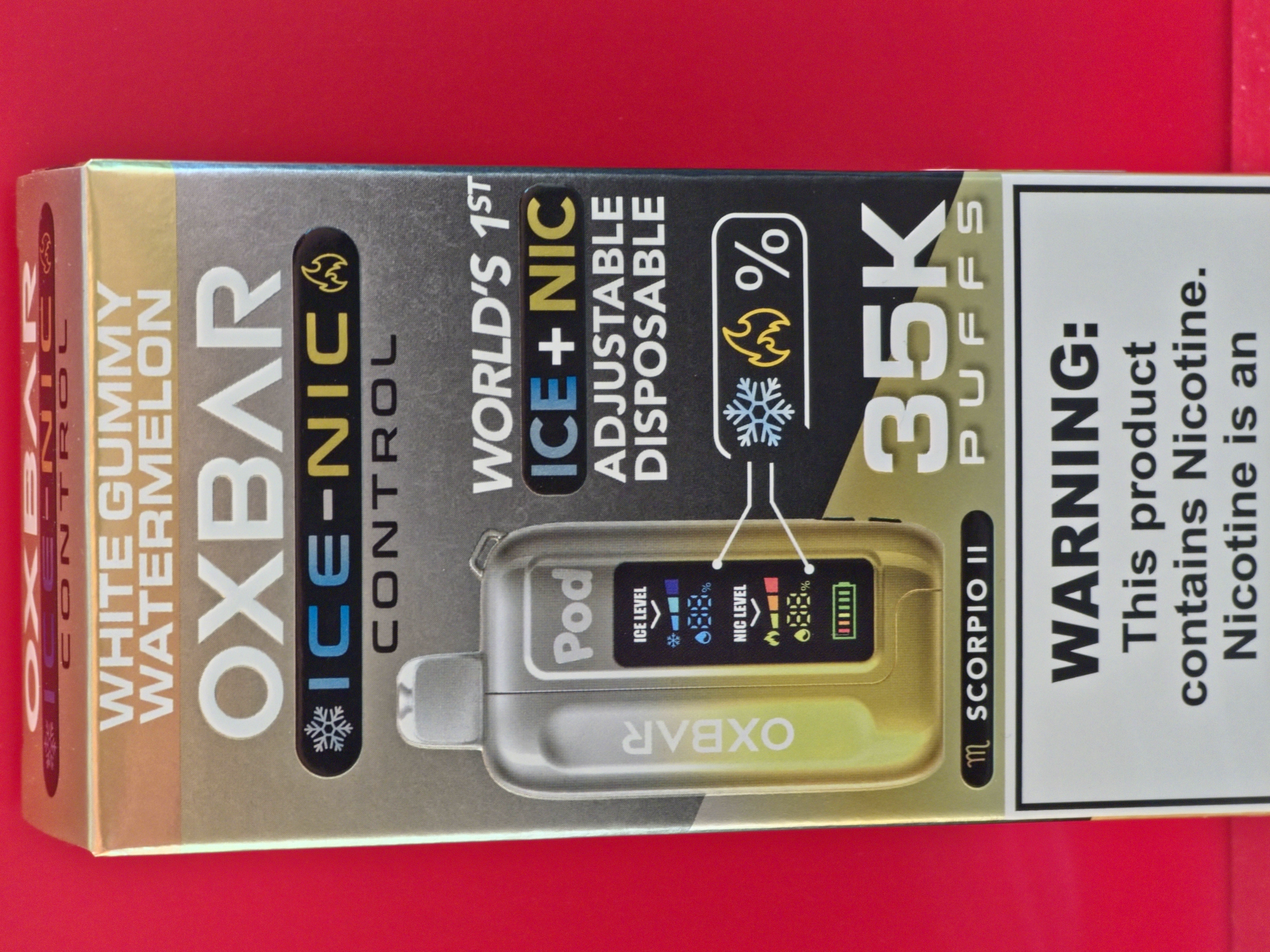 Photograph of product: Oxbar Ice | 35k Puffs|  White Gummy Watermelon | Nicotine Disposable