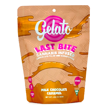 Photograph of product: GELATO | MILK CHOCOLATE CARAMEL LAST BITES INFUSED CONES | 200MG
