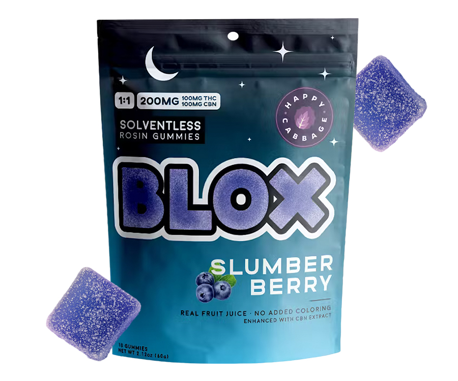 Photograph of product: BLOX / 200mg Solventless Rosin Gummies / 1.1 CBN/TH-oui / Slumber Party