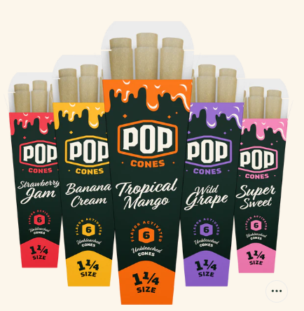 Photograph of product: Accessory | Pop Cones ULTRA THIN 1 1/4 Pre-Rolled Retail Cones | Variety Pack | Pop Cones