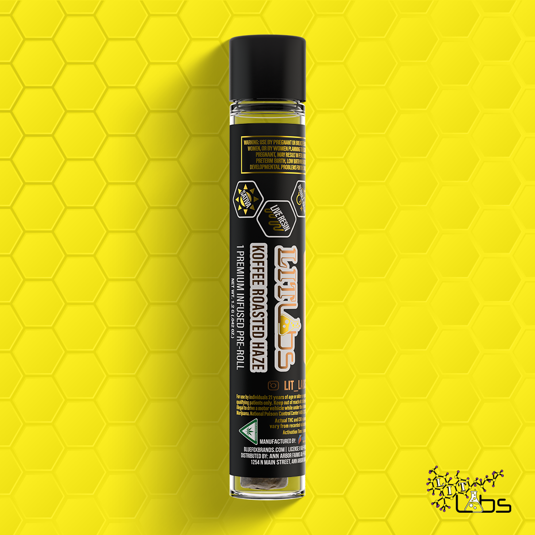 Photograph of product: Lit Labs | Koffee Roasted Haze Bubble au chocolat & Live Resin Infused Pre-Roll