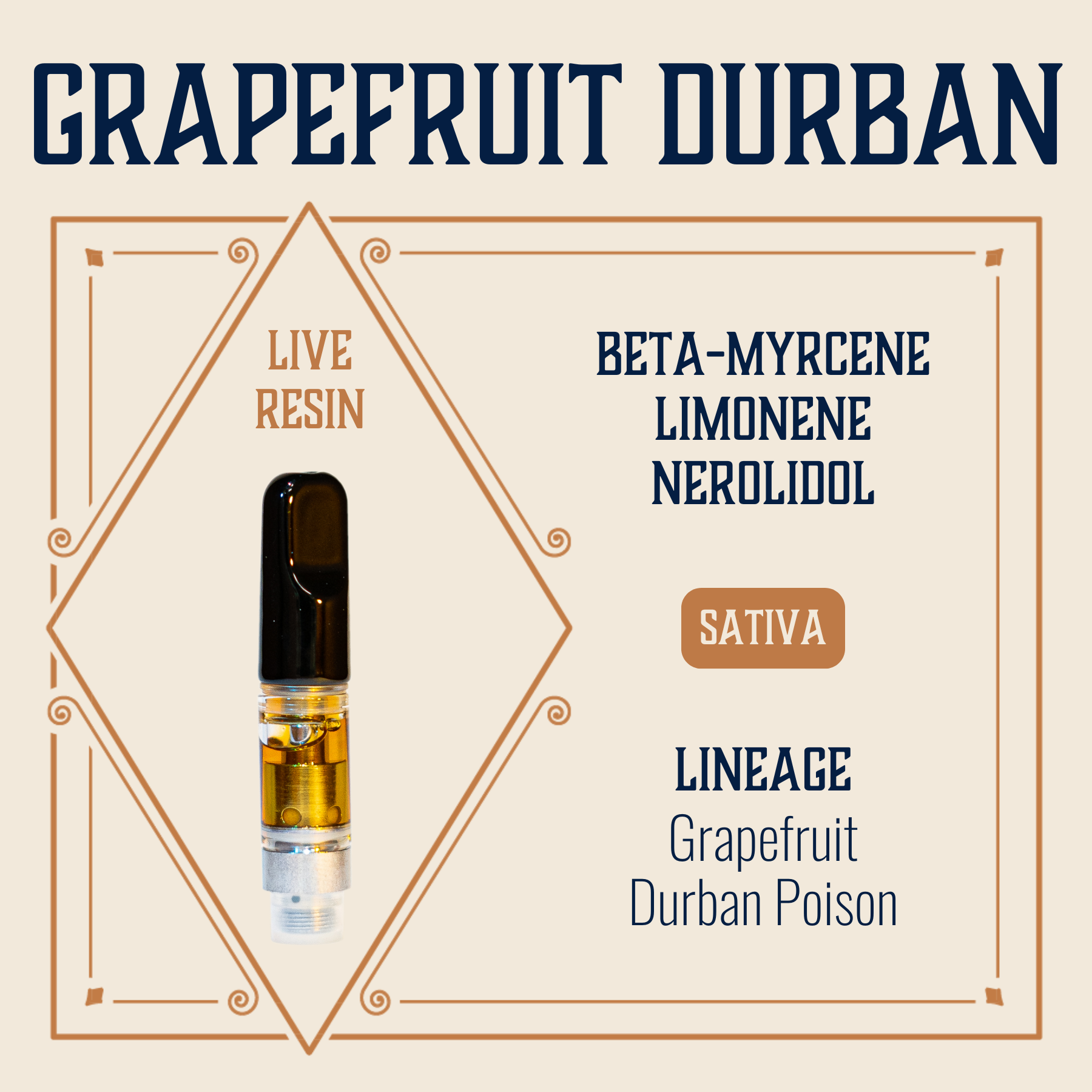 Photograph of product: Grapefruit Durban Resin Cartridge | 1g