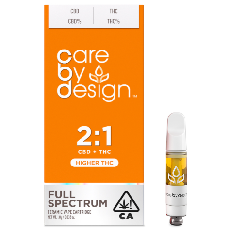 Photograph of Product: Care by Design 2:1 CBD:THC Full Spectrum Cartridge 1g
