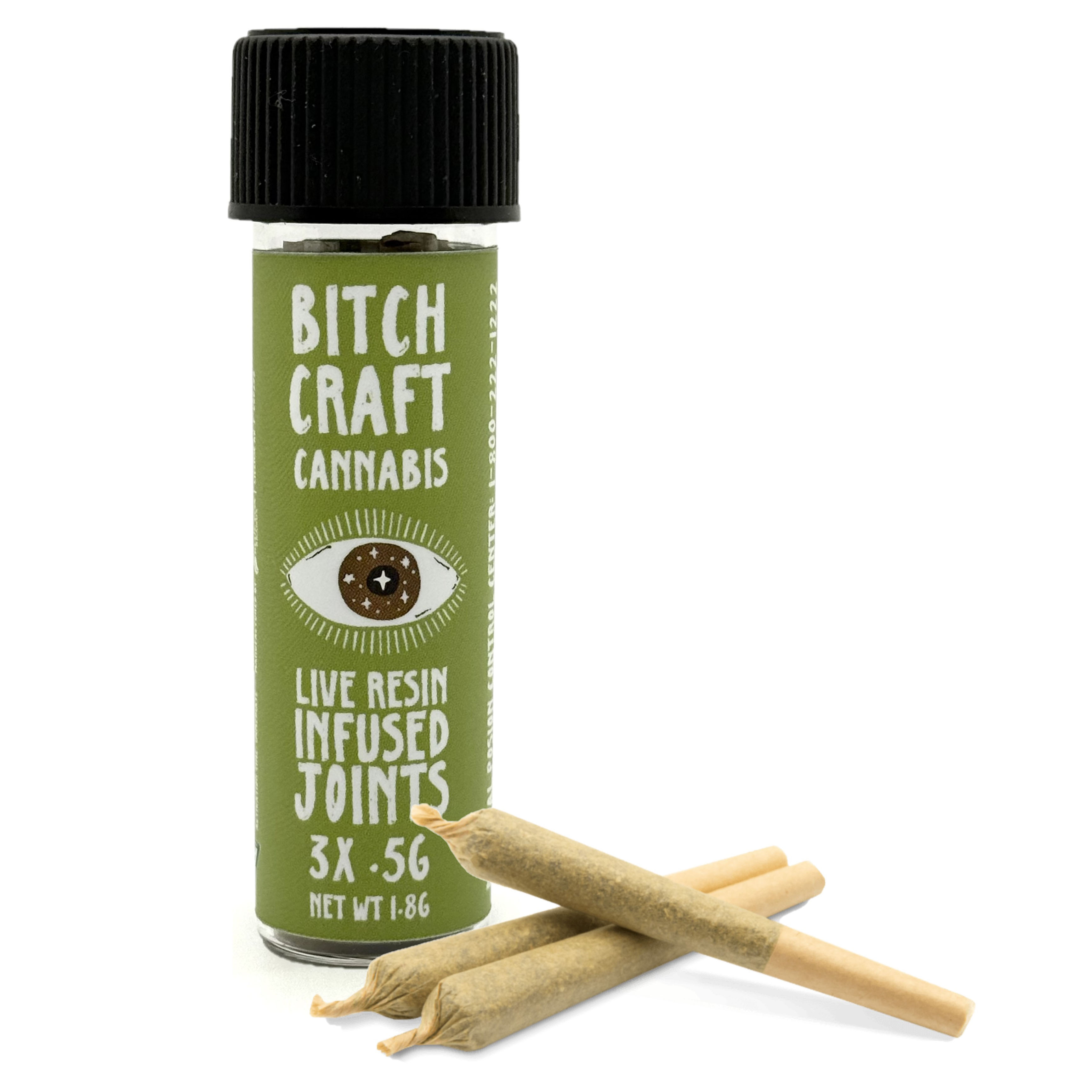 Photograph of Product: Bitch Craft Russo's Releaf 3pk Live Resin Infused Prerolls Rec