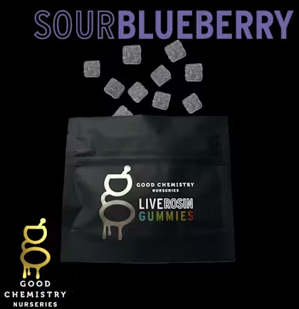 Photograph of product: Sweet & Sour Blueberry Live Rosin Gummies - 4.5mg/22pk