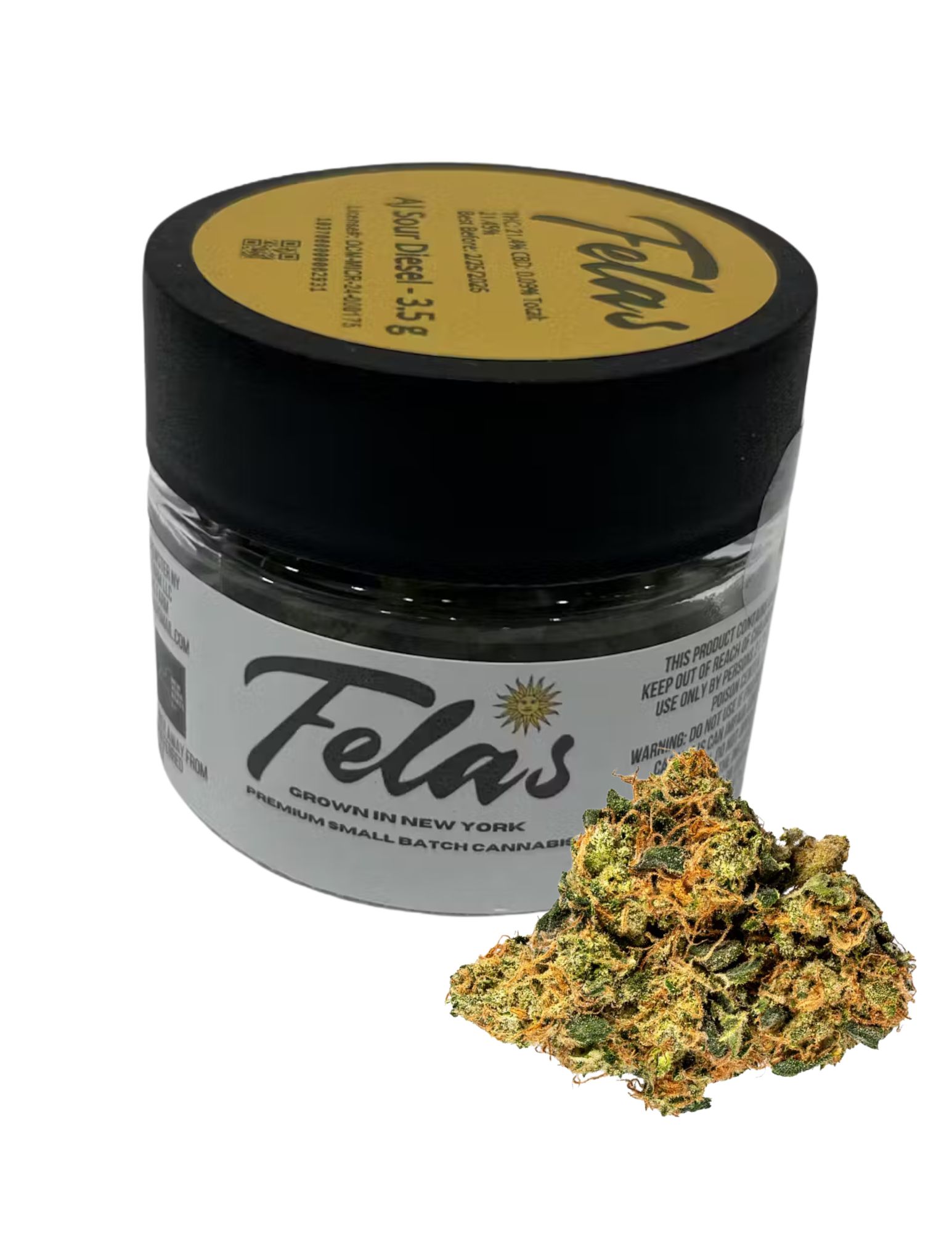 Photograph of product: Fela's | Flower Jar 3.5 | AJ Sour Diesel - 3.5g