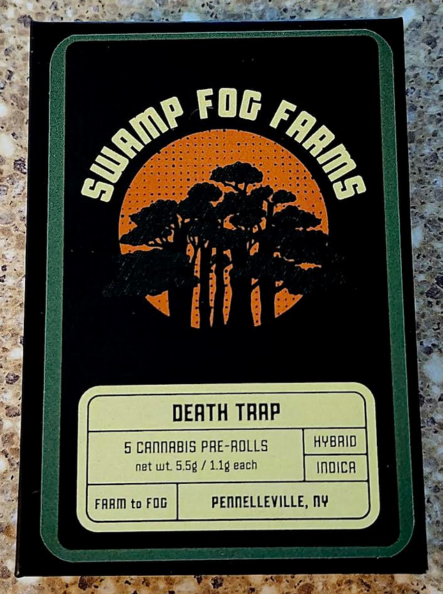 Photograph of Product: Death Trap | 5 Pack | Pre rolls | 5.5g | Indica Dominant | Swamp Fog Farms