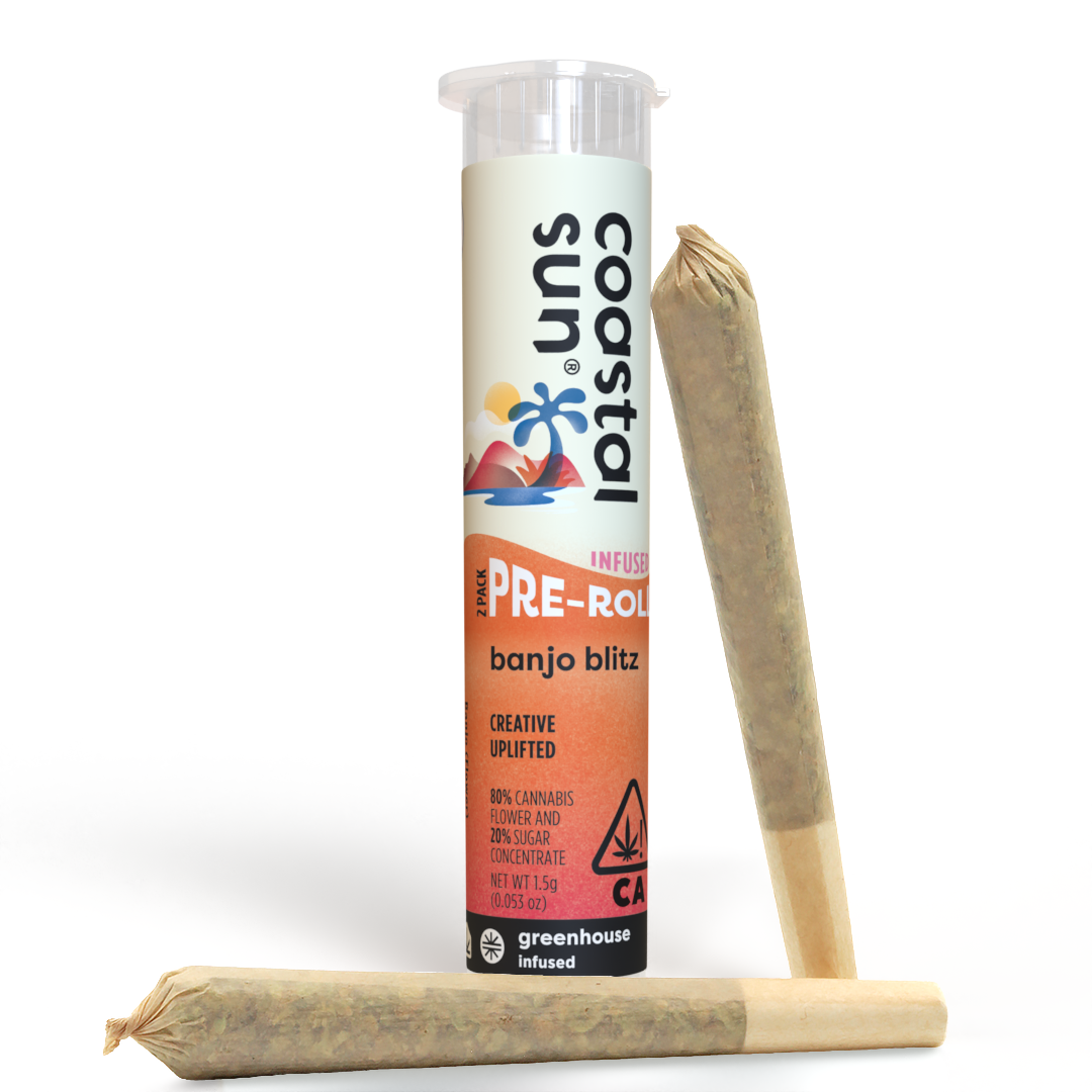 Photograph of product: Banjo Blitz Infused Greenhouse 0.75g Pre-Roll 2pk 1.5g