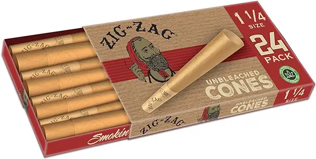 Photograph of product: Zig-Zag 1 1/4 Size Cones - Unbleached 24pk