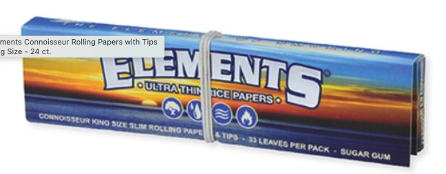 Photograph of product: ELEMENTS CONNOISSEUR KING SIZE SLIM ROLLING PAPERS WITH TIP