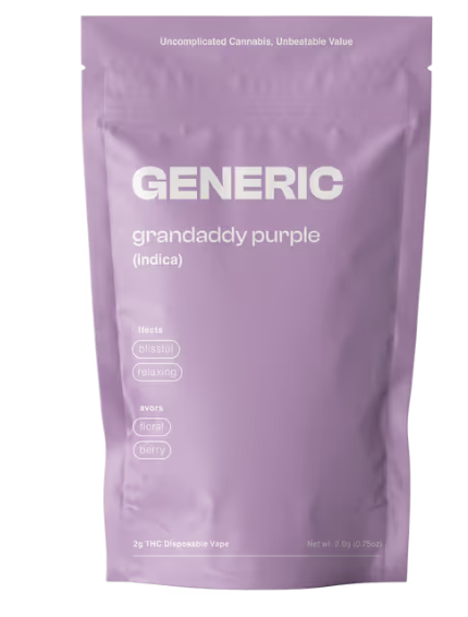 Photograph of product: Generic - Disposable Vape - Granddaddy Purple (2g)