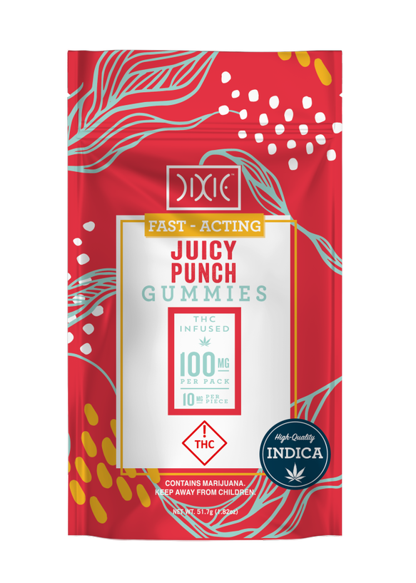 Photograph of product: Dixie - Fast Acting Gummy 100mg - - Juicy Punch (Fruit Punch) - Oui'd