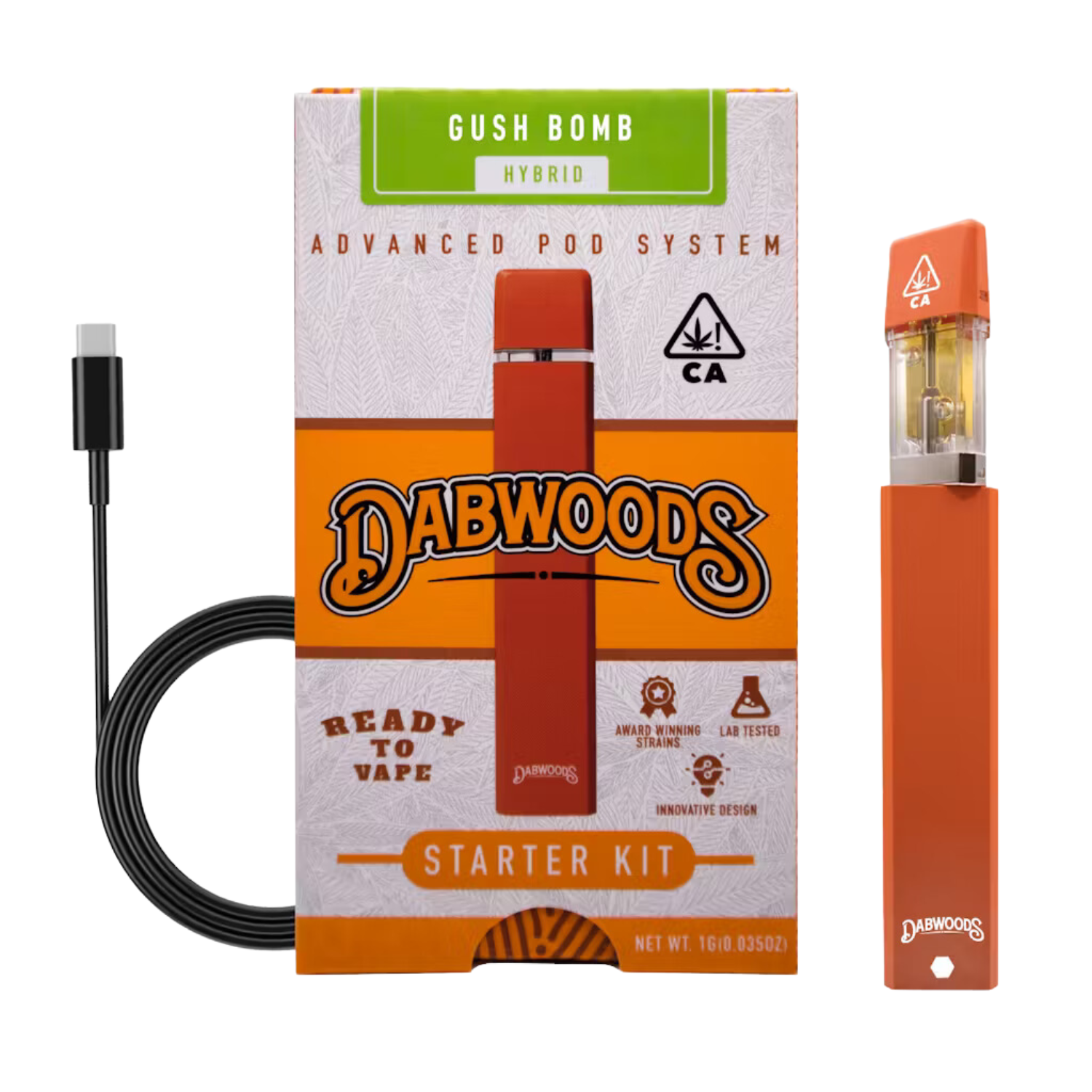 Photograph of product: DABWOODS POD STARTER KIT - GUSH BOMB 1G