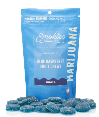 Photograph of product: SMOKIEZ 1000MG Oui'd BLUE RASPBERRY FRUIT CHEW