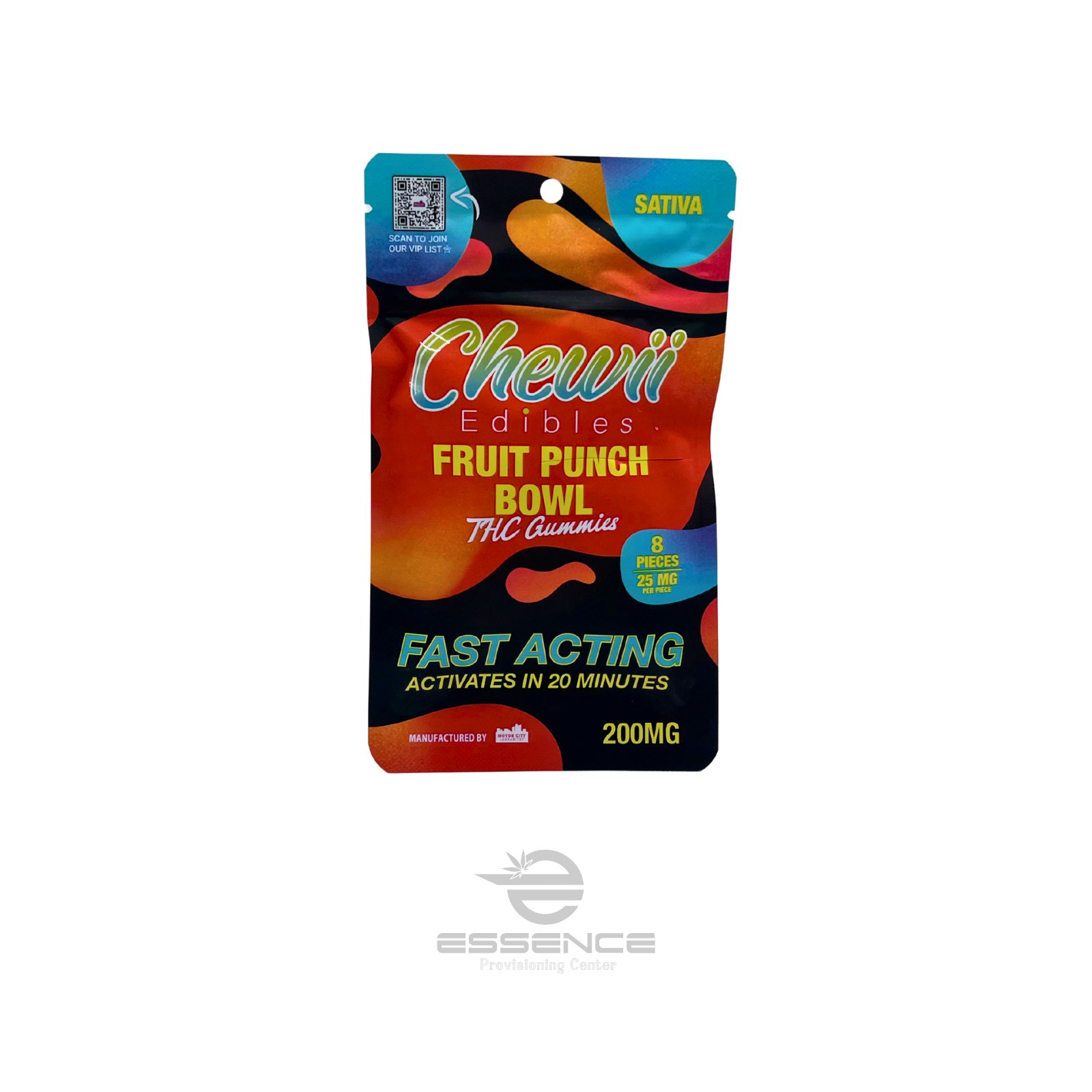Photograph of product: Chewii - Fruit Punch - Fast Acting Gummies (8x25mg) - 200mg (Oui'd)