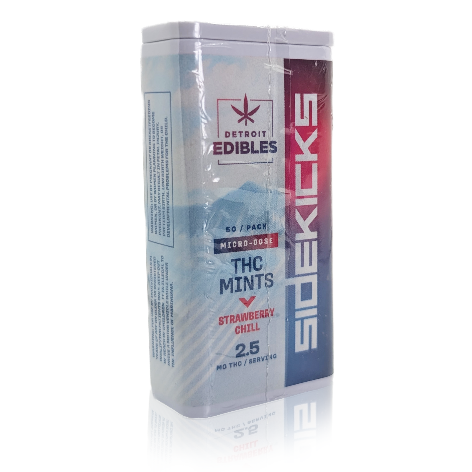 Photograph of product: SIDEKICKS - STRAWBERRY CHILL - MINTS - 125MG (2.5MGX50)