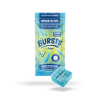 Photograph of product: Bursts - Sour Blue Razz - Live Resin Gummies - 200mg