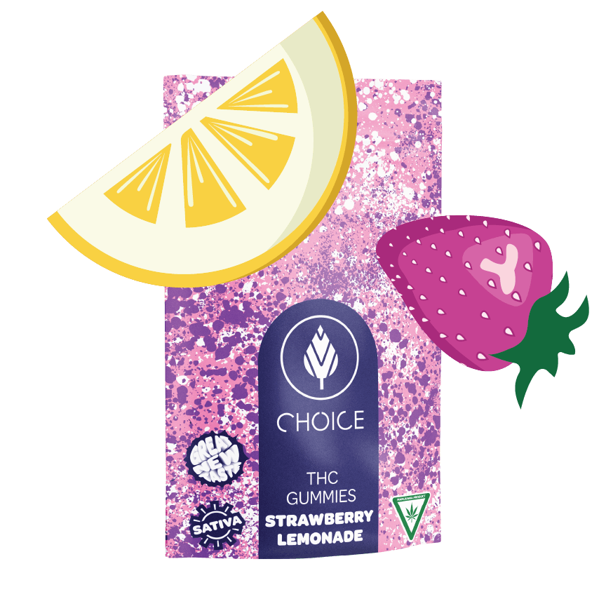 Photograph of product: Choice Chews -100mg - Strawberry Lemonade Gummies (Oui'd)