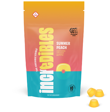 Photograph of product: INCREDIBLES SUMMER PEACH 10PK GUMMIES 100MG