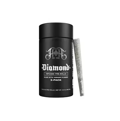 Photograph of product: SUPER SILVER HAZE 0.5G DIAMOND INFUSED PREROLL 5PK