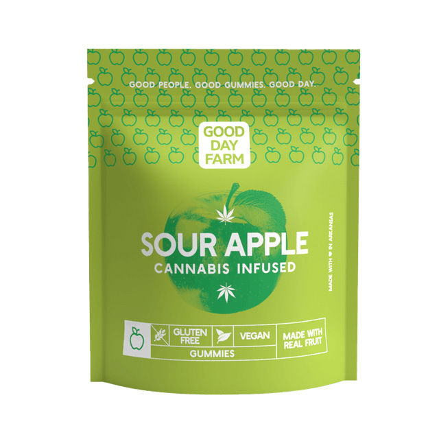 Photograph of product: GDF - Edible - Gummies - Sour Apple - Hybrid - 100MG