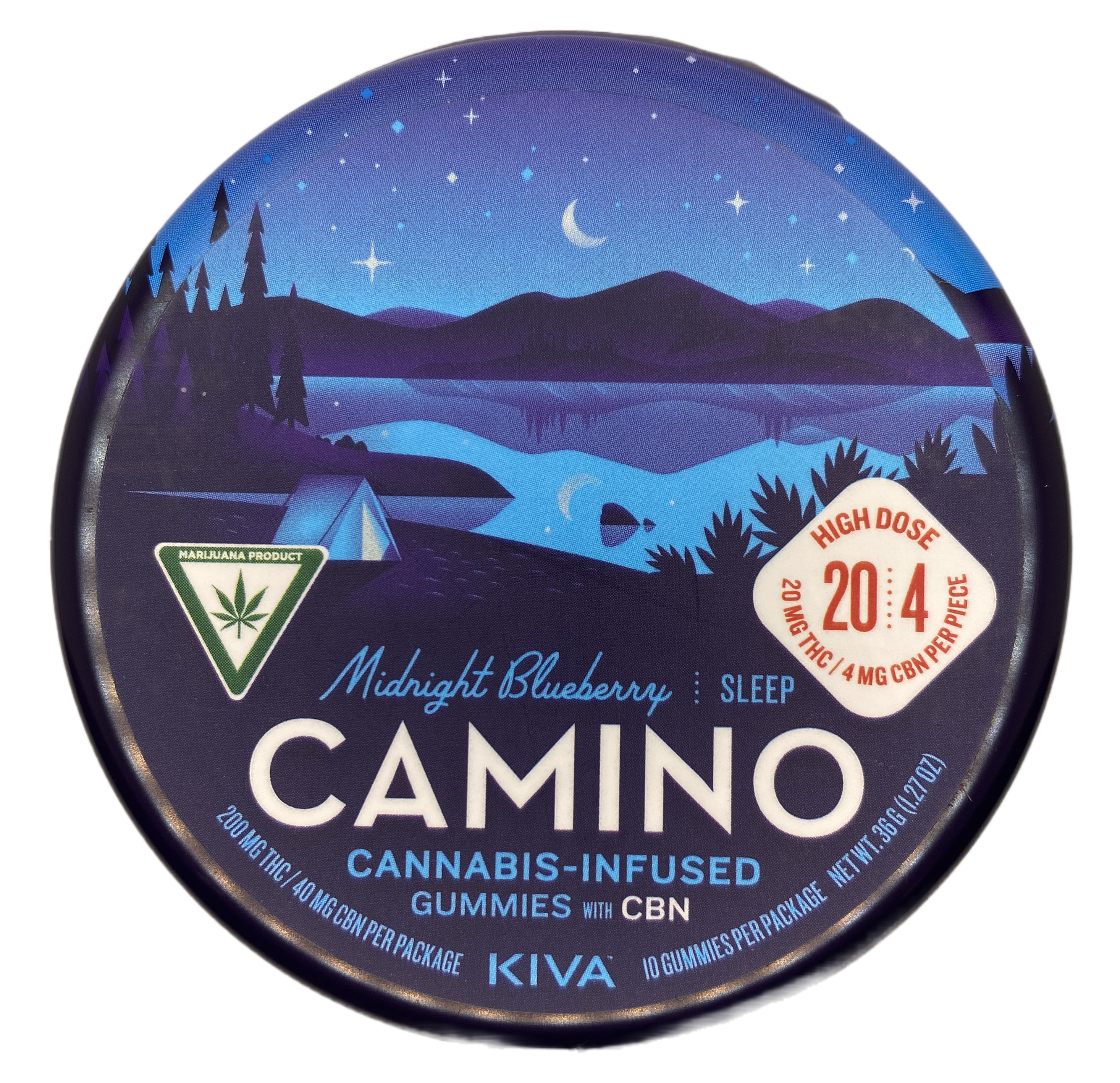 Photograph of product: Camino | Midnight Blueberry | Gummy Edible | 200mg THC/40mg CBN