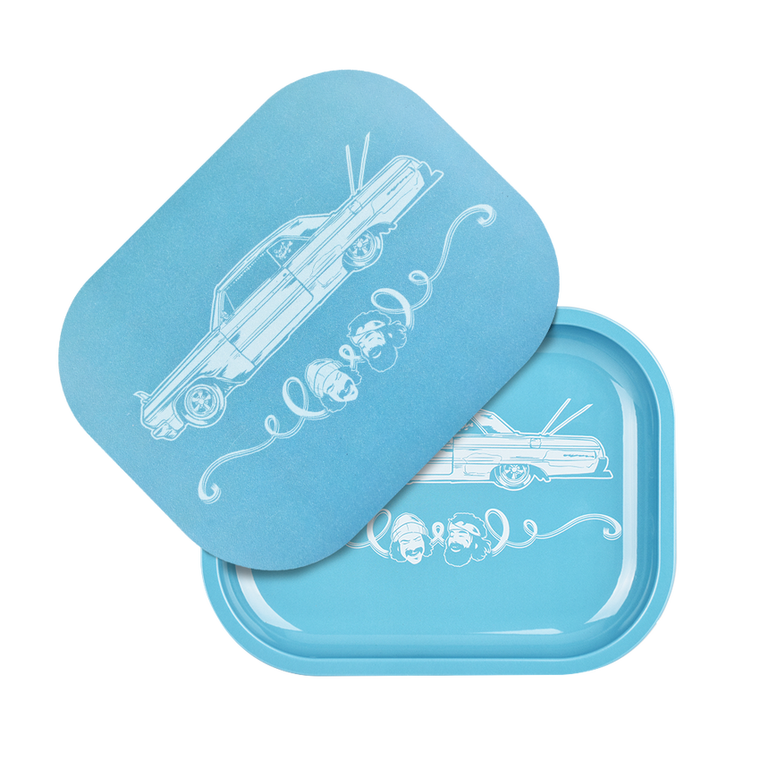Photograph of product: Cheech & Chong's x Pulsar Mini Metal Rolling Tray and Lid | Love Machine | 7"x5.5"