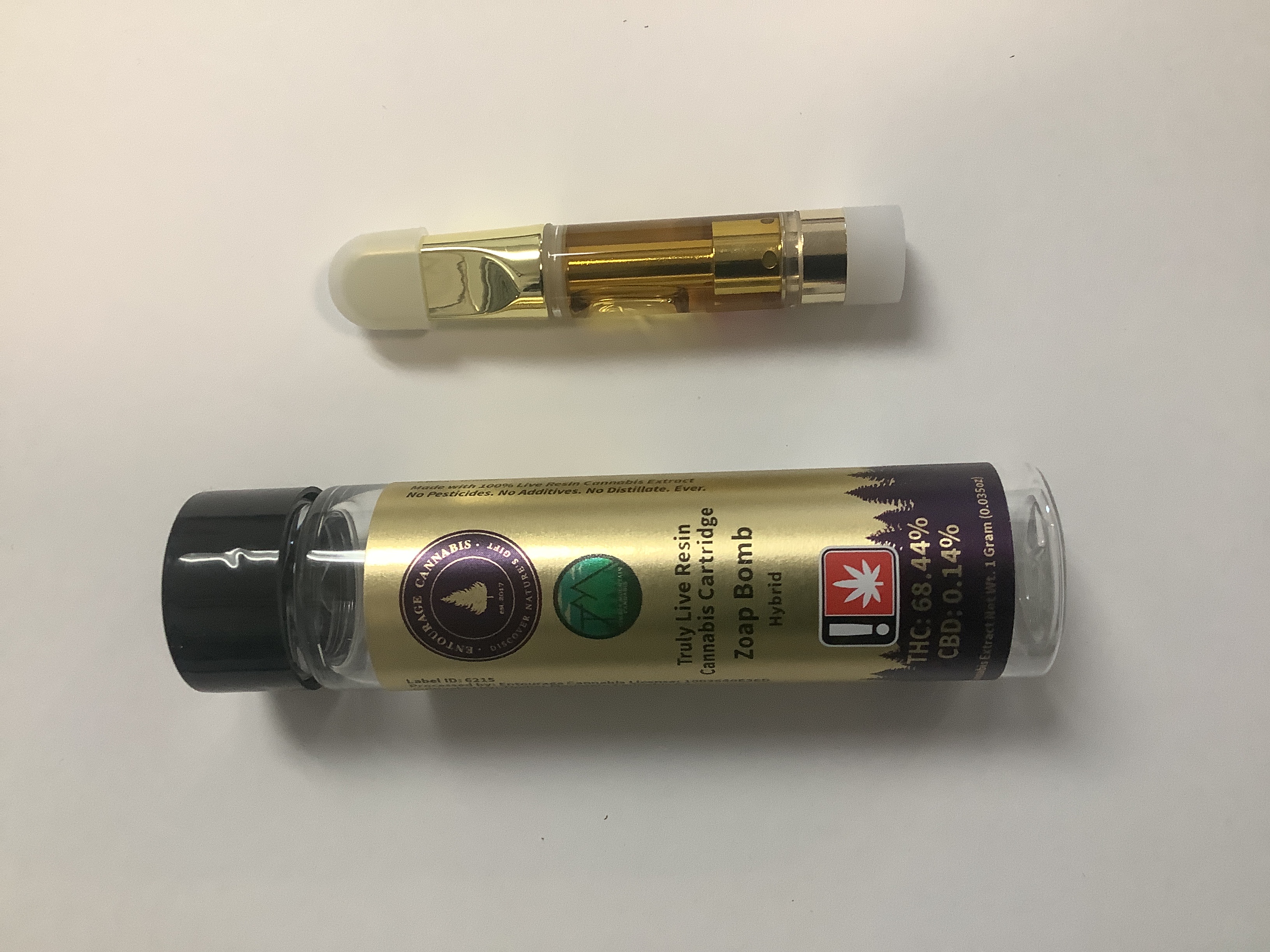 Photograph of product: Entourage Oui'd - ZOAP BOMB - Live Resin Cartridge - (1g) - H