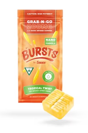 Photograph of product: Tropical Twist | Grab-N-Go | 200mg | 2 x 100mg | Bursts by Sauce