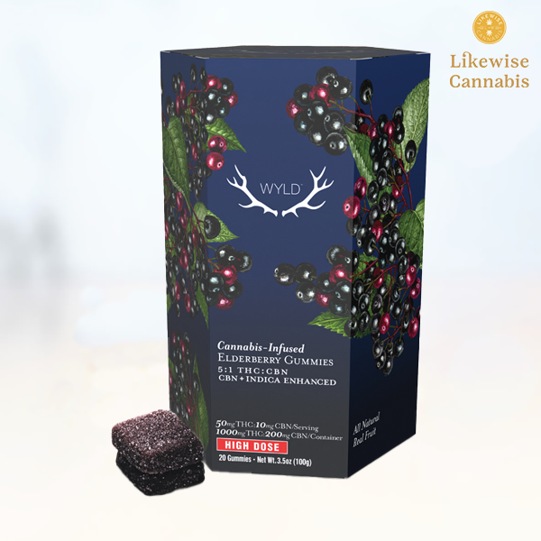 Photograph of product: 20-PACK 1000MG ELDERBERRY 2:1 THC/CBN GUMMIES - WYLD