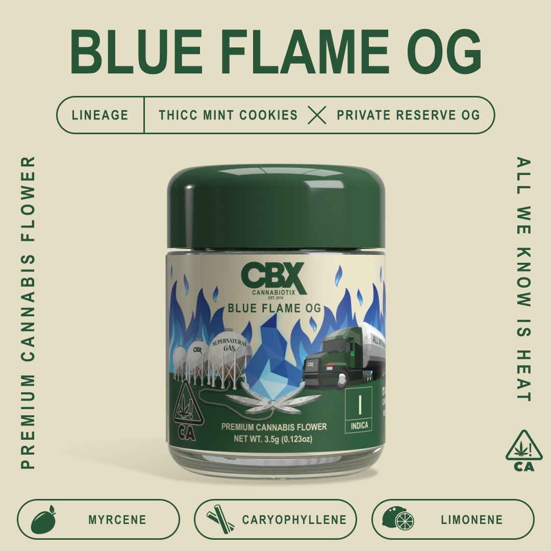 Photograph of product: BLUE FLAME OG 3.5G - CANNABIOTIX