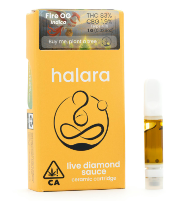 Photograph of product: Halara Fire OG Indica Live Diamond Sauce Cart