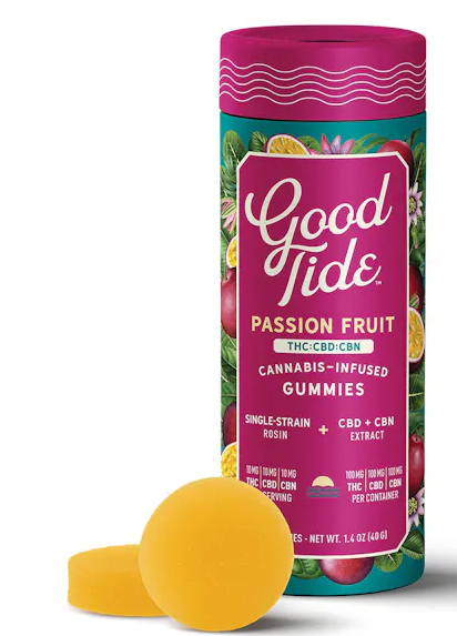 Photograph of product: Good Tide | Passion Fruit Gummies | 10mg X 10