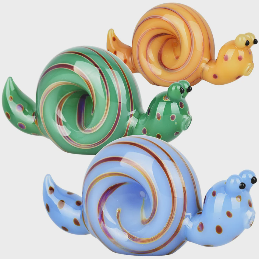 Photograph of product: Spun Snail Glass Hand Pipe | 4" | Colors Vary
