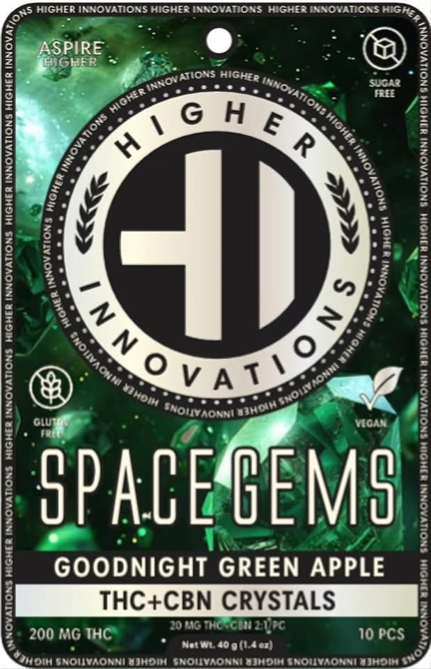 Photograph of product: HI 200mg Hard Lozenges - Goodnight Green Apple 2:1 (TH-oui:CBN) Space Gems