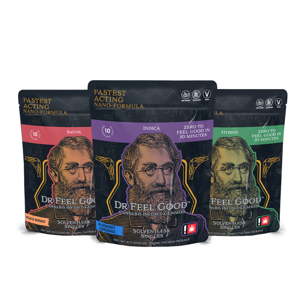 Photograph of product: Dr. Feel Good | Distillate Single 100mg | Nano Gummy | Citrus Squeeze | TH-oui:CBD 1:1 |