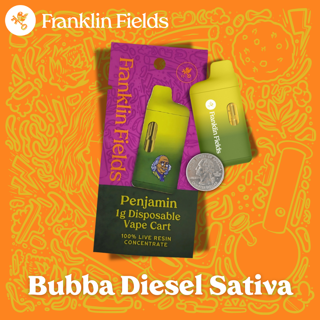 Photograph of product: Franklin Fields Disposable 1G Live Resin Oui'd Bubba Diesel