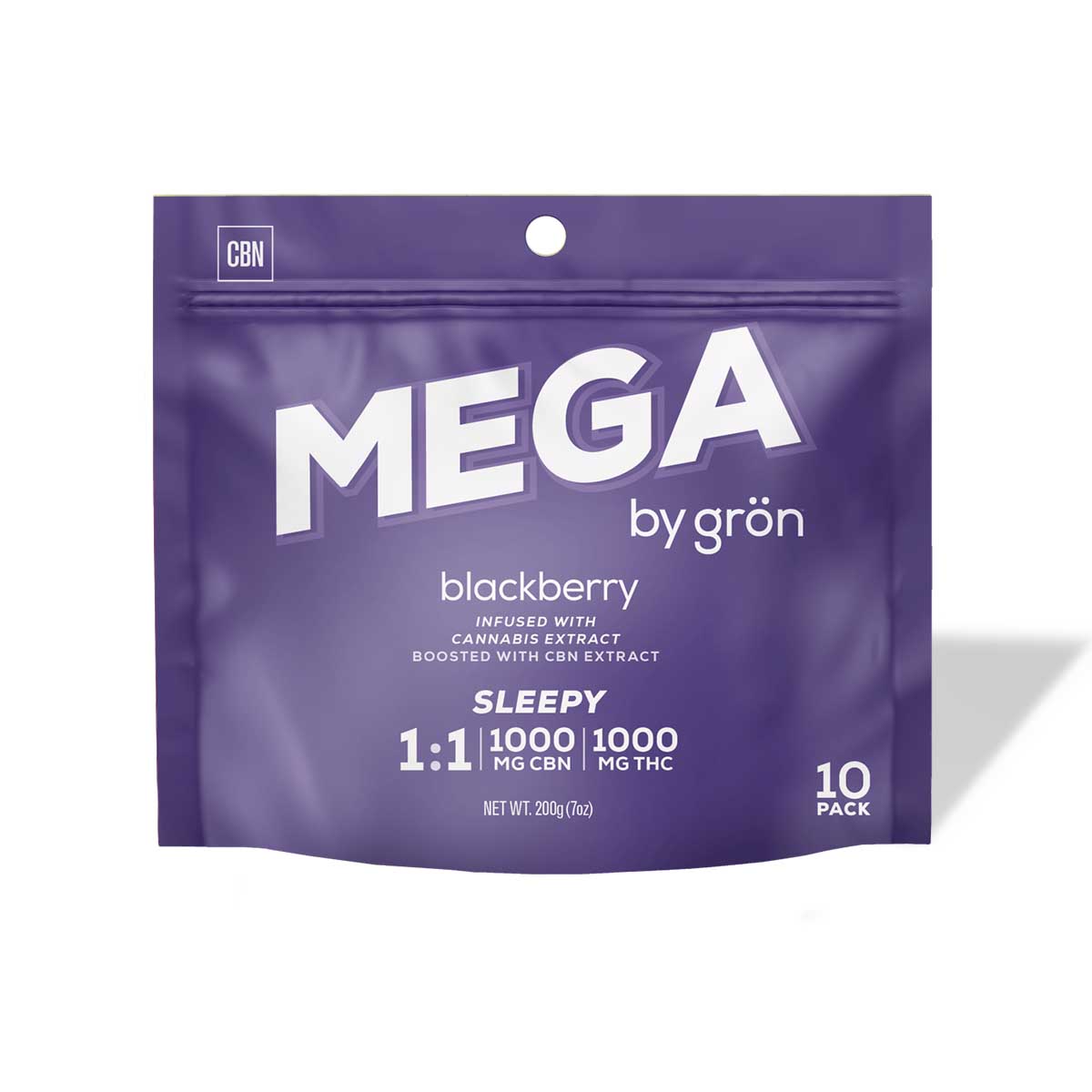 Photograph of product: Gron: Ratio Gummies | Blackberry 1:1 | Mega TH-oui : CBN | 10pk