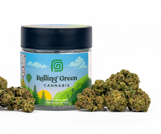 Photograph of product: Black Grape Flower | Hybrid | Rolling Green - 3.5g