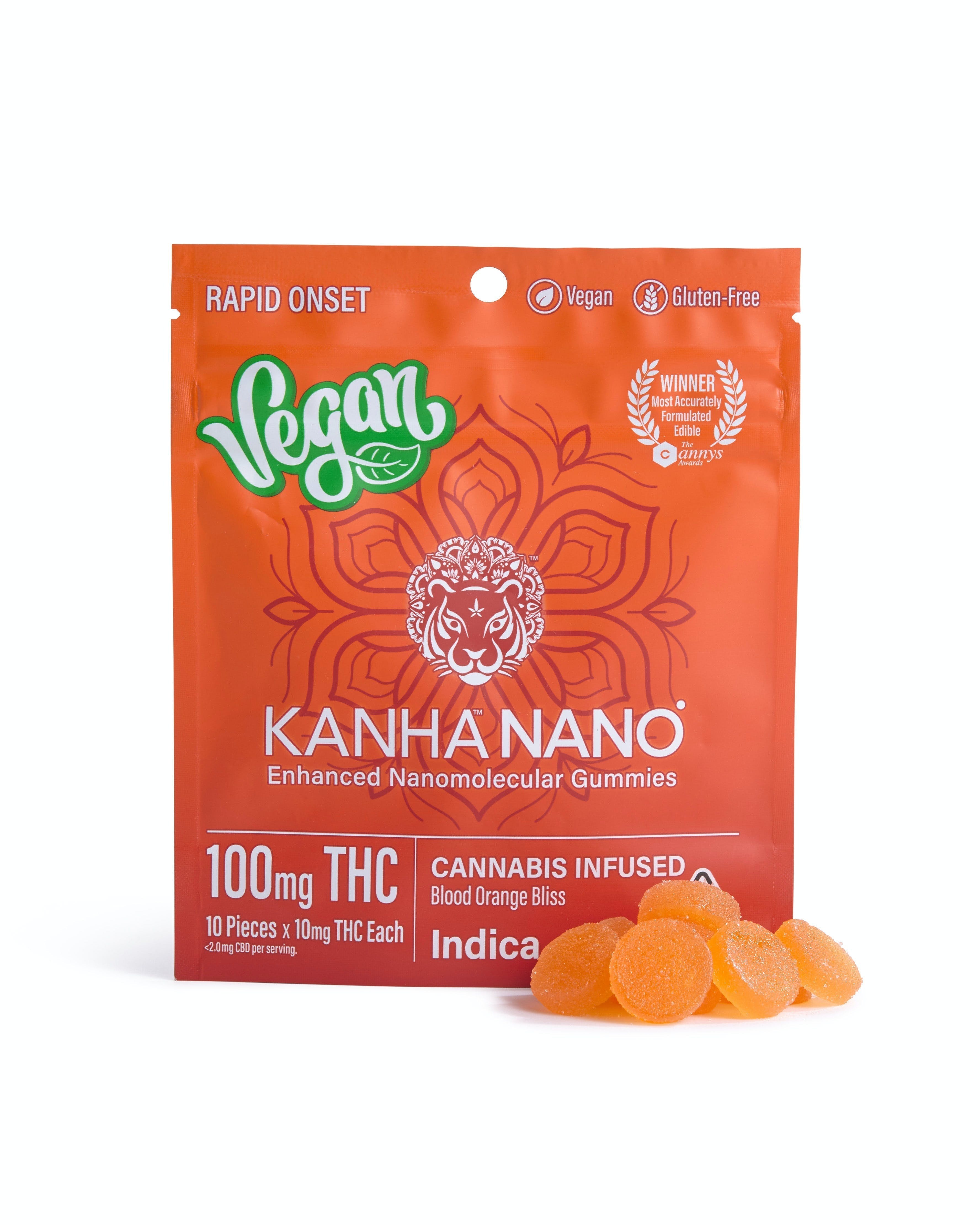 Photograph of product: Kanha - NANO Oui'd Vegan Blood Orange Bliss Gummies - 10 Pieces