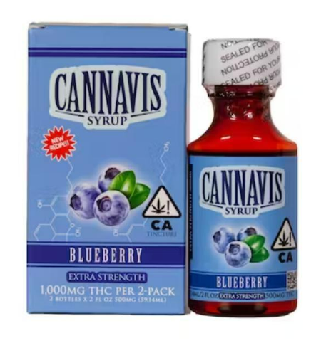 Photograph of product: Cannavis Blue Raspberry Syrup 500MGx2PK