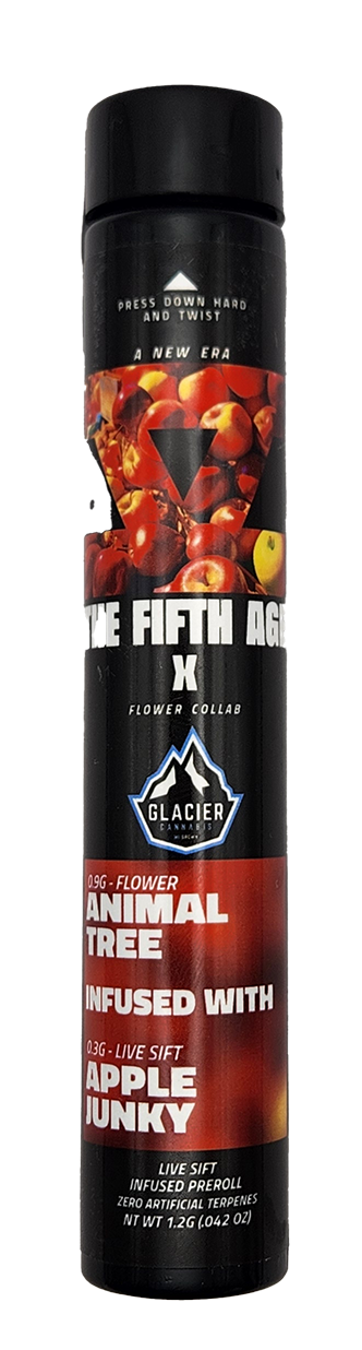 Photograph of product: Animal Tree X Apple Junky Live Sift Pre-Roll | The Fifth Age