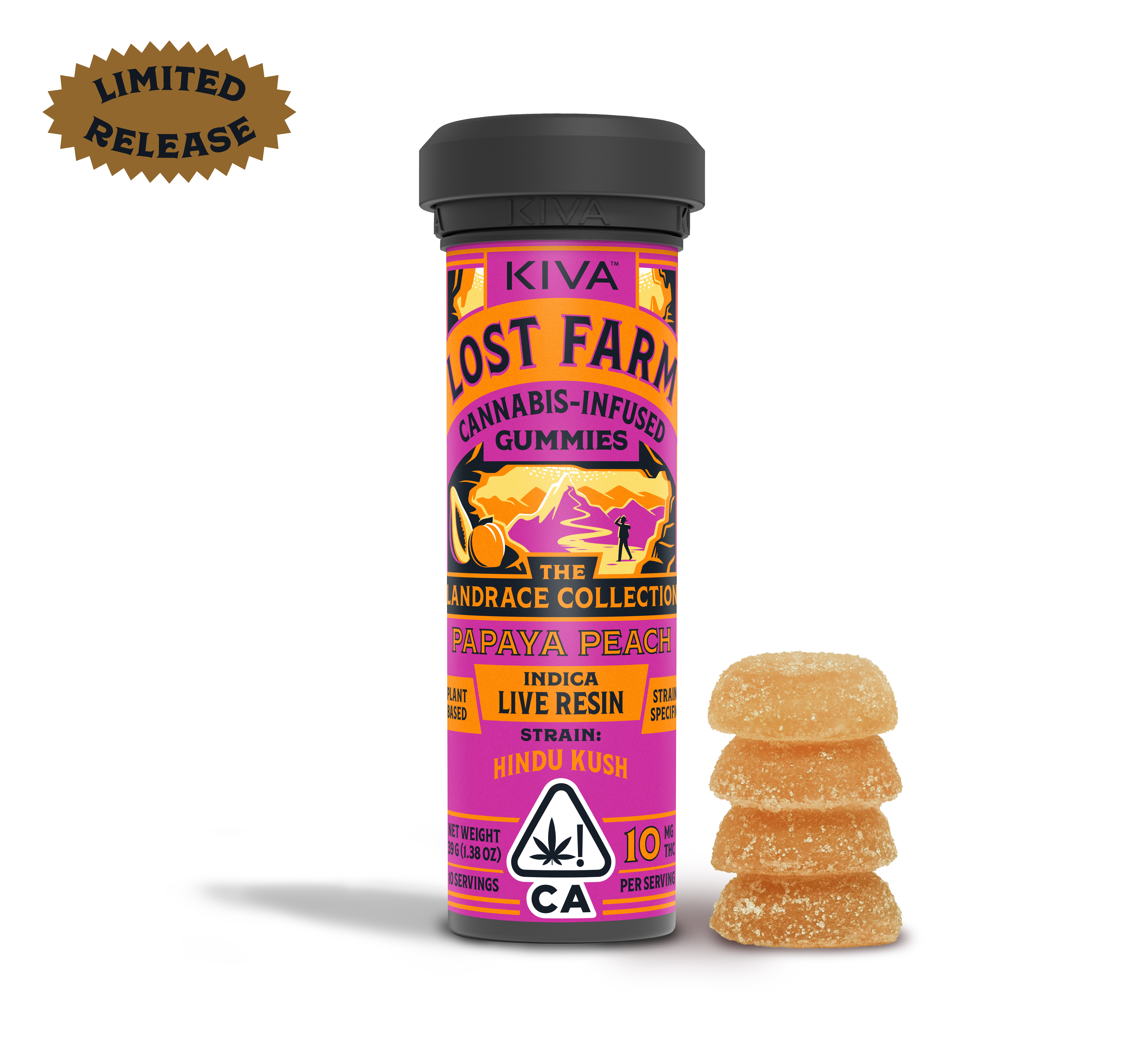 Photograph of product: LOST FARMS PAPAYA PEACH LIVE RESIN GUMMIES 100MG