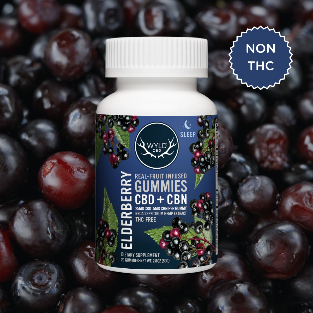 Photograph of product: Wyld: Elderberry CBD Gummies |  25mg CBD + 5mg CBN - 10pk