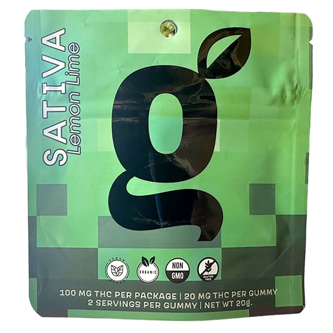 Photograph of product: G Bag - Lemon-Lime Gummies - Oui'd 100mg