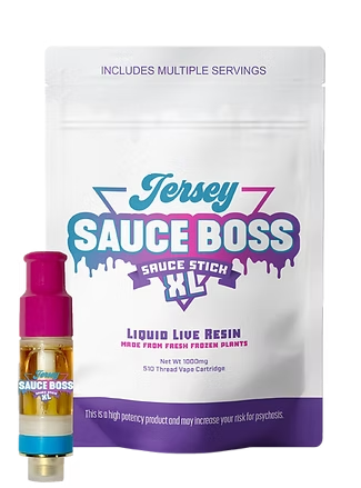 Photograph of product: Jersey Sauce Boss Platinum Ice Live Resin Vape Cartridge