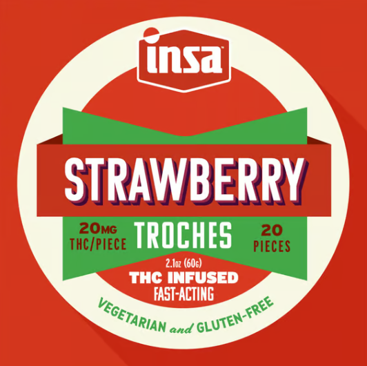 Photograph of product: 20ct/20mg RSO Troches (Strawberry)