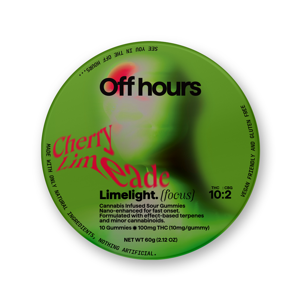 Photograph of product: Off Hours: Limelight Cherry Limeade Oui'd Infused Sour Gummies