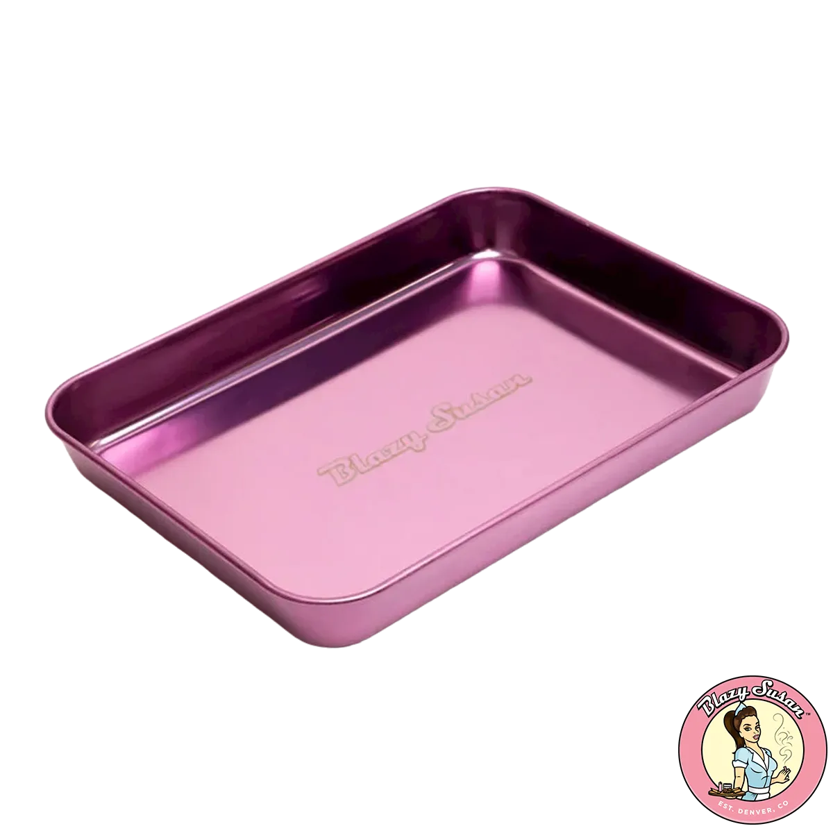 Photograph of product: Blazy Susan - Purple Stainless Steel Rolling Tray - 9.25" x 7"